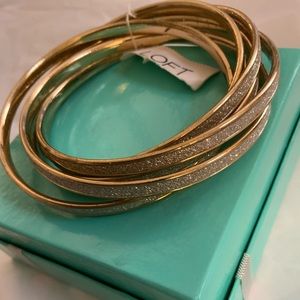 Six gold tone and sparkle crystal like Bauble Bracelets from The Loft NWT